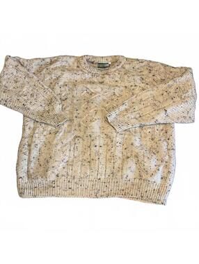 Gaeltarra 100% Pure New Wool Speckled Knit Sweater, Made in Ireland, Size Large